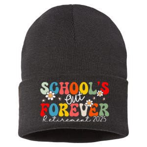 Groovy SchoolS Out Forever Retirement 2025 Retired Teacher Love Sustainable Knit Beanie