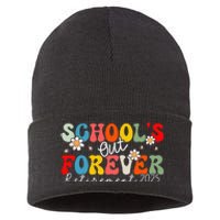 Groovy SchoolS Out Forever Retirement 2025 Retired Teacher Love Sustainable Knit Beanie