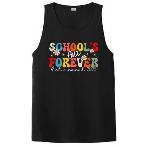 Groovy SchoolS Out Forever Retirement 2025 Retired Teacher Love PosiCharge Competitor Tank