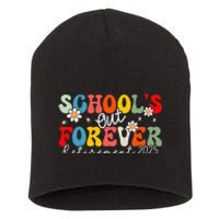 Groovy SchoolS Out Forever Retirement 2025 Retired Teacher Love Short Acrylic Beanie