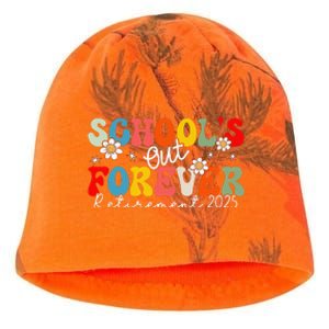 Groovy SchoolS Out Forever Retirement 2025 Retired Teacher Love Kati - Camo Knit Beanie