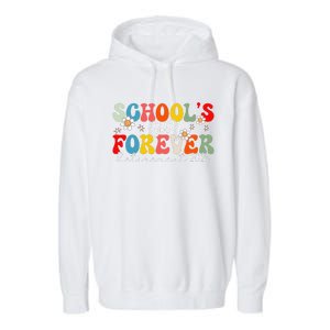 Groovy SchoolS Out Forever Retirement 2025 Retired Teacher Love Garment-Dyed Fleece Hoodie