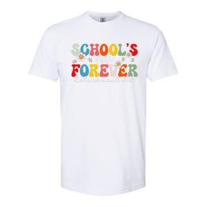 Groovy SchoolS Out Forever Retirement 2025 Retired Teacher Love Softstyle CVC T-Shirt