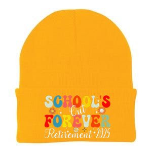 Groovy SchoolS Out Forever Retirement 2025 Retired Teacher Gift Knit Cap Winter Beanie