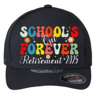 Groovy SchoolS Out Forever Retirement 2025 Retired Teacher Gift Flexfit Unipanel Trucker Cap