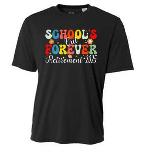 Groovy SchoolS Out Forever Retirement 2025 Retired Teacher Gift Cooling Performance Crew T-Shirt