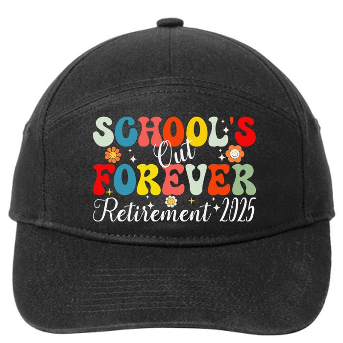 Groovy SchoolS Out Forever Retirement 2025 Retired Teacher Gift 7-Panel Snapback Hat