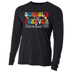 Groovy SchoolS Out Forever Retirement 2025 Retired Teacher Gift Cooling Performance Long Sleeve Crew