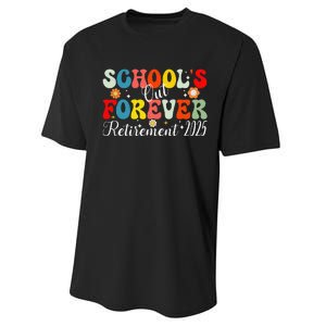 Groovy SchoolS Out Forever Retirement 2025 Retired Teacher Gift Performance Sprint T-Shirt