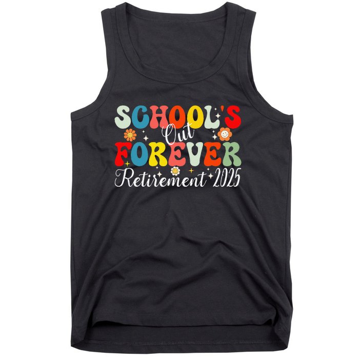 Groovy SchoolS Out Forever Retirement 2025 Retired Teacher Gift Tank Top