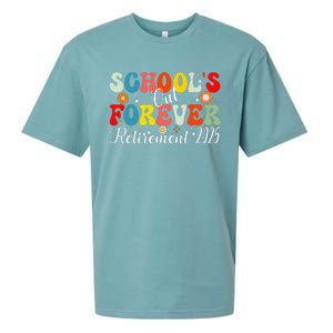 Groovy SchoolS Out Forever Retirement 2025 Retired Teacher Gift Sueded Cloud Jersey T-Shirt