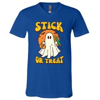 Groovy Stick Or Treat Er Tech Fall Autumn Nurse Halloween Great Gift V-Neck T-Shirt