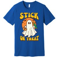 Groovy Stick Or Treat Er Tech Fall Autumn Nurse Halloween Great Gift Premium T-Shirt