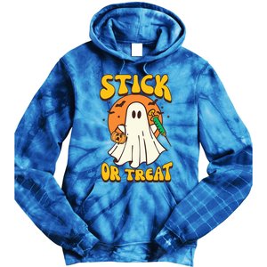 Groovy Stick Or Treat Er Tech Fall Autumn Nurse Halloween Great Gift Tie Dye Hoodie