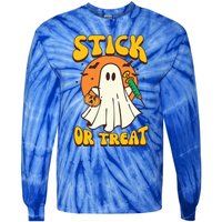 Groovy Stick Or Treat Er Tech Fall Autumn Nurse Halloween Great Gift Tie-Dye Long Sleeve Shirt