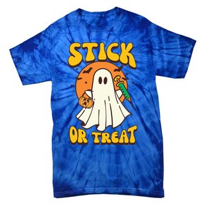 Groovy Stick Or Treat Er Tech Fall Autumn Nurse Halloween Great Gift Tie-Dye T-Shirt