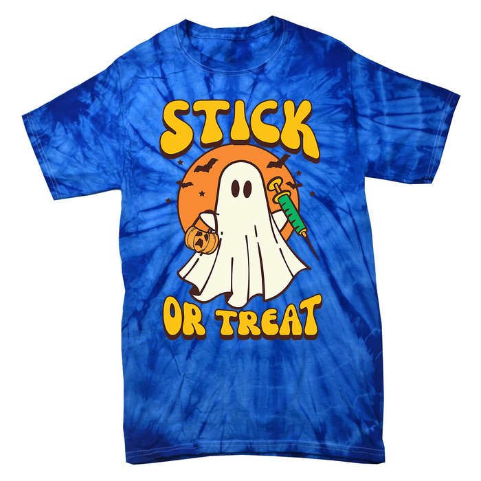 Groovy Stick Or Treat Er Tech Fall Autumn Nurse Halloween Great Gift Tie-Dye T-Shirt