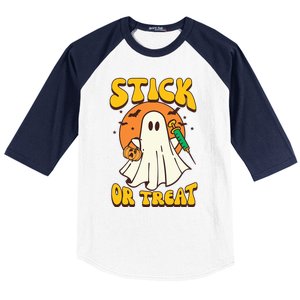 Groovy Stick Or Treat Er Tech Fall Autumn Nurse Halloween Great Gift Baseball Sleeve Shirt