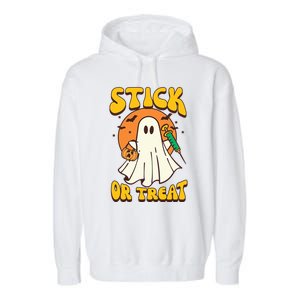 Groovy Stick Or Treat Er Tech Fall Autumn Nurse Halloween Great Gift Garment-Dyed Fleece Hoodie