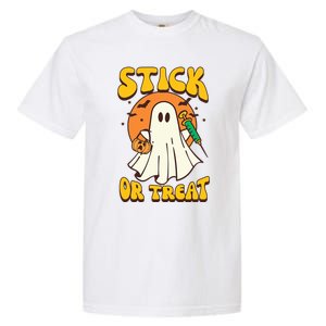 Groovy Stick Or Treat Er Tech Fall Autumn Nurse Halloween Great Gift Garment-Dyed Heavyweight T-Shirt