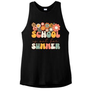 Groovy Schools Out For Summer Last Day Of School Teacher Ladies PosiCharge Tri-Blend Wicking Tank