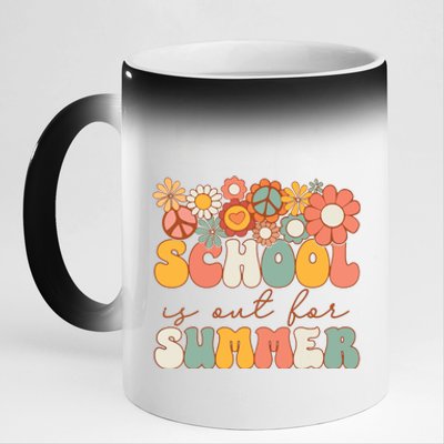 Groovy Schools Out For Summer Last Day Of School Teacher 11oz Black Color Changing Mug