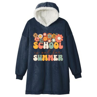 Groovy Schools Out For Summer Last Day Of School Teacher Hooded Wearable Blanket