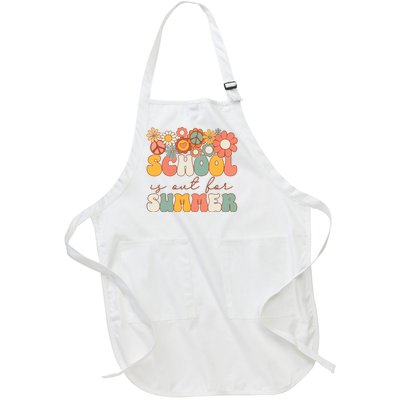 Groovy Schools Out For Summer Last Day Of School Teacher Full-Length Apron With Pockets