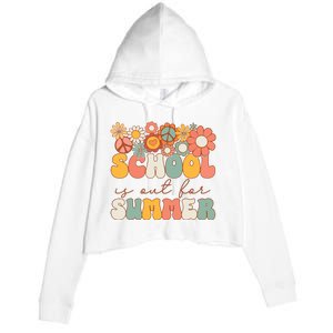 Groovy Schools Out For Summer Last Day Of School Teacher Crop Fleece Hoodie