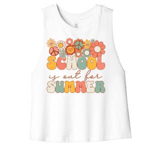 Groovy Schools Out For Summer Last Day Of School Teacher Women's Racerback Cropped Tank