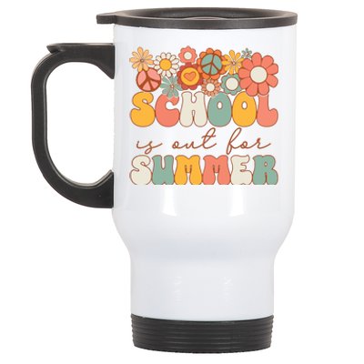 Groovy Schools Out For Summer Last Day Of School Teacher Stainless Steel Travel Mug