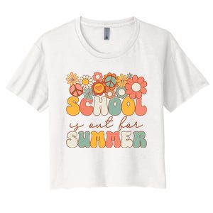 Groovy Schools Out For Summer Last Day Of School Teacher Women's Crop Top Tee