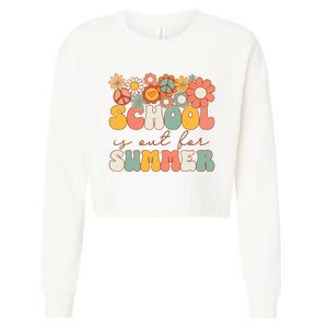 Groovy Schools Out For Summer Last Day Of School Teacher Cropped Pullover Crew