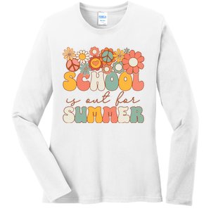 Groovy Schools Out For Summer Last Day Of School Teacher Ladies Long Sleeve Shirt