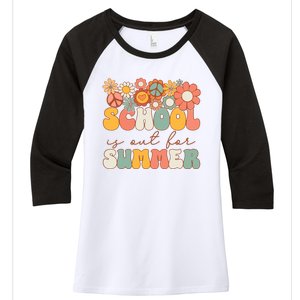 Groovy Schools Out For Summer Last Day Of School Teacher Women's Tri-Blend 3/4-Sleeve Raglan Shirt