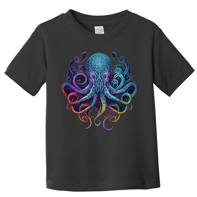 Geometric Squid Octopus Kraken Colorful Abstract Rainbow  Toddler T-Shirt