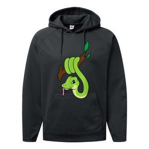 Green Snake On Branch Reptiles Kids Snakes Performance Fleece Hoodie