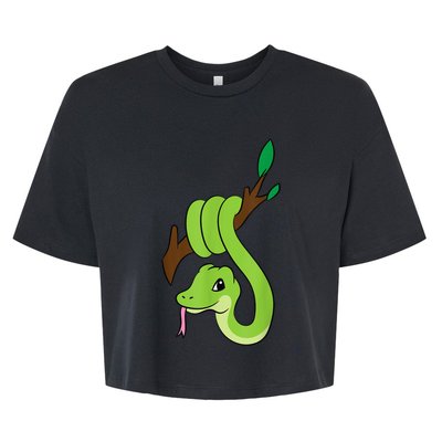 Green Snake On Branch Reptiles Kids Snakes Bella+Canvas Jersey Crop Tee