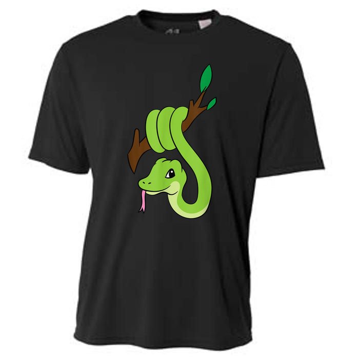 Green Snake On Branch Reptiles Kids Snakes Cooling Performance Crew T-Shirt