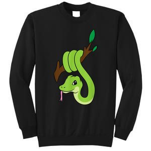 Green Snake On Branch Reptiles Kids Snakes Sweatshirt