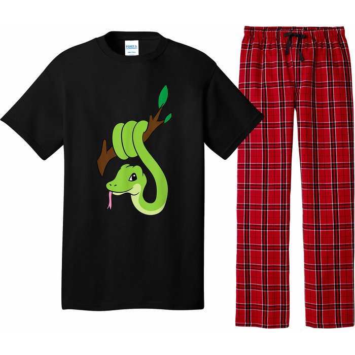 Green Snake On Branch Reptiles Kids Snakes Pajama Set