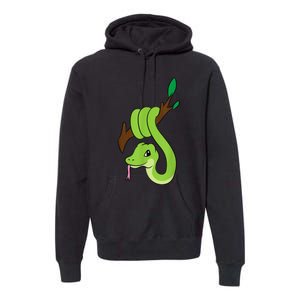 Green Snake On Branch Reptiles Kids Snakes Premium Hoodie