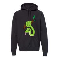 Green Snake On Branch Reptiles Kids Snakes Premium Hoodie