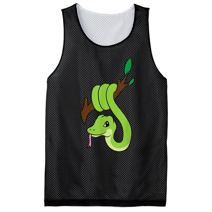 Green Snake On Branch Reptiles Kids Snakes Mesh Reversible Basketball Jersey Tank