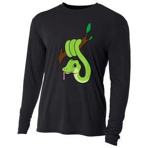 Green Snake On Branch Reptiles Kids Snakes Cooling Performance Long Sleeve Crew