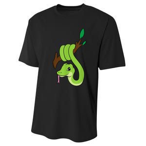 Green Snake On Branch Reptiles Kids Snakes Performance Sprint T-Shirt