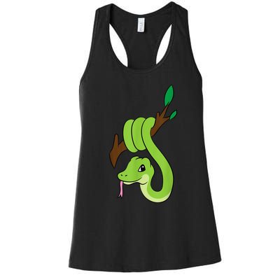 Green Snake On Branch Reptiles Kids Snakes Women's Racerback Tank