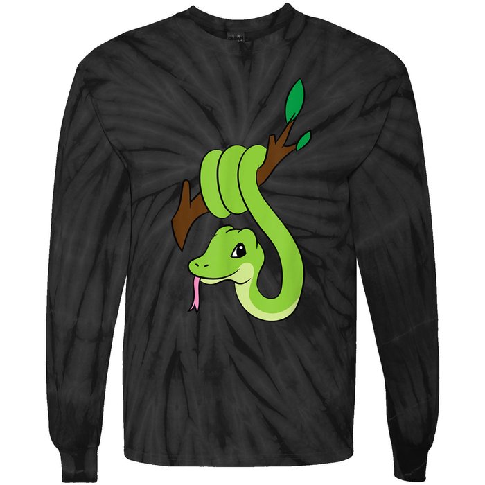 Green Snake On Branch Reptiles Kids Snakes Tie-Dye Long Sleeve Shirt