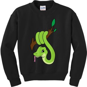 Green Snake On Branch Reptiles Kids Snakes Kids Sweatshirt