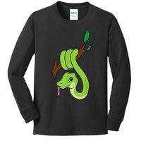 Green Snake On Branch Reptiles Kids Snakes Kids Long Sleeve Shirt